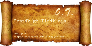 Országh Titánia névjegykártya