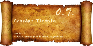 Országh Titánia névjegykártya